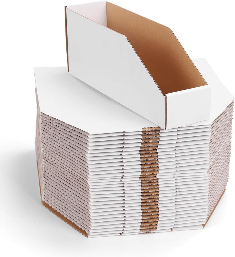 ZBEIVAN Cardboard Storage Bins Boxes 35 Packs 12x3x4.5 Inches, Easy Assembly Pantry Organizer Bins for Shelf, White - Image 1